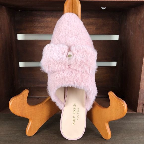 Kate Spade Josie Pink Faux Fur Slippers - Picture 12 of 16